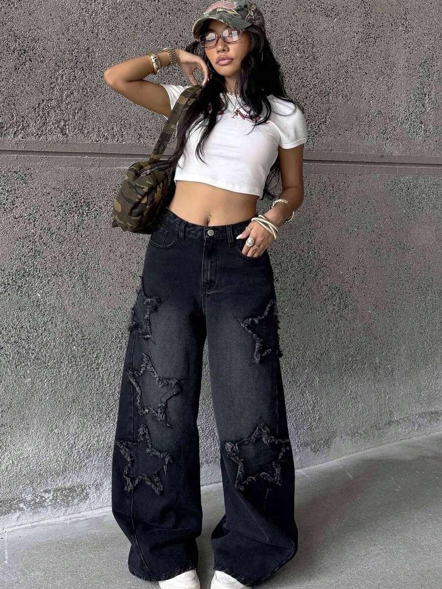 CZARNE SPODNIE JEANS