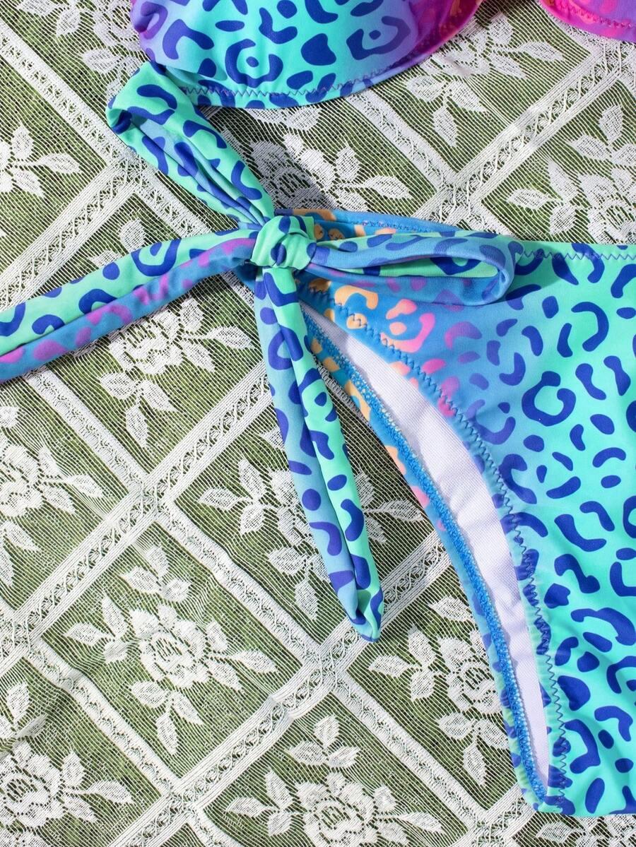 dwuczęściowy strój kąpielowy animal print