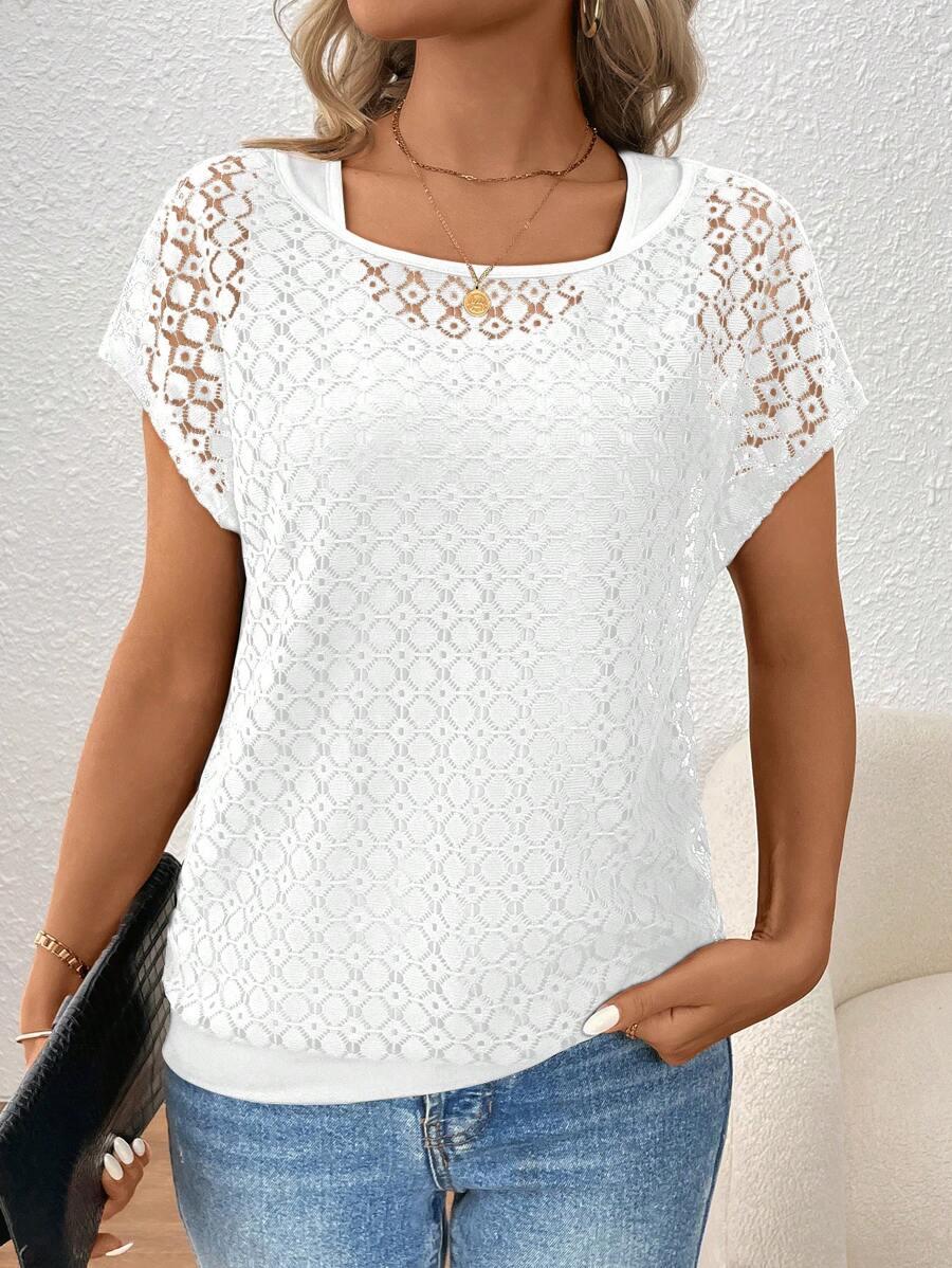BIAŁY T-SHIRT KORONKA