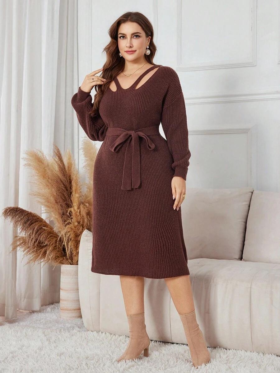 DZIANINOWA PLUS SIZE MIDI SUKIENKA