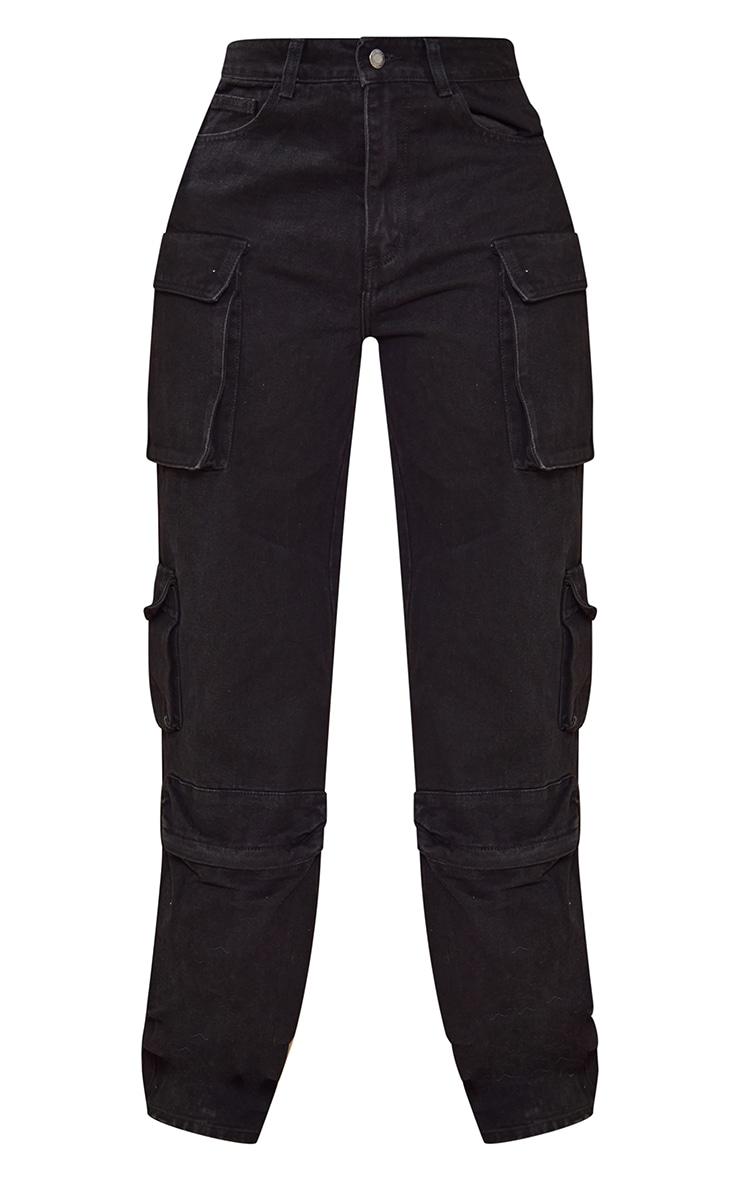 czarne proste spodnie jeans kieszenie
