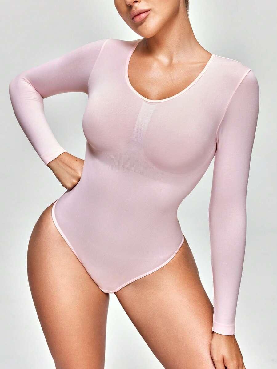 RÓŻOWE BODY Z DŁUGIM RĘKAWEM