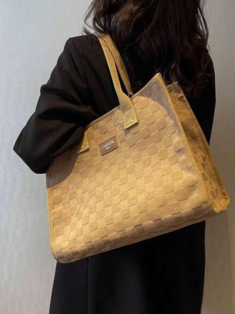 brązowa torebka shopper