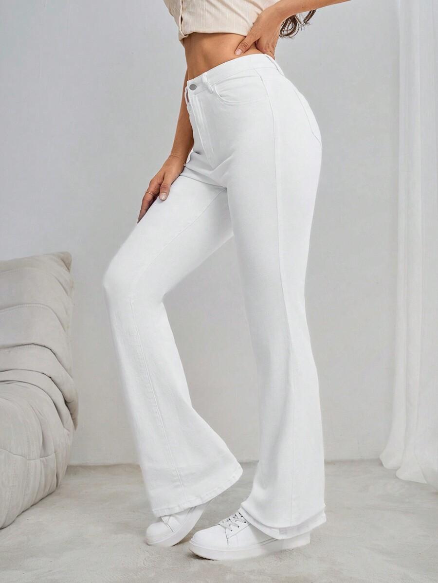 BIAŁE SPODNIE JEANS WYSOKI STAN