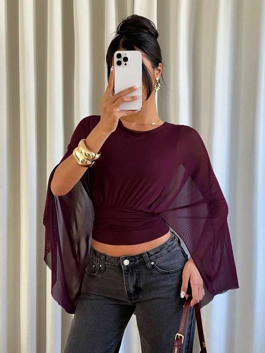 fioletowa bluzka casual