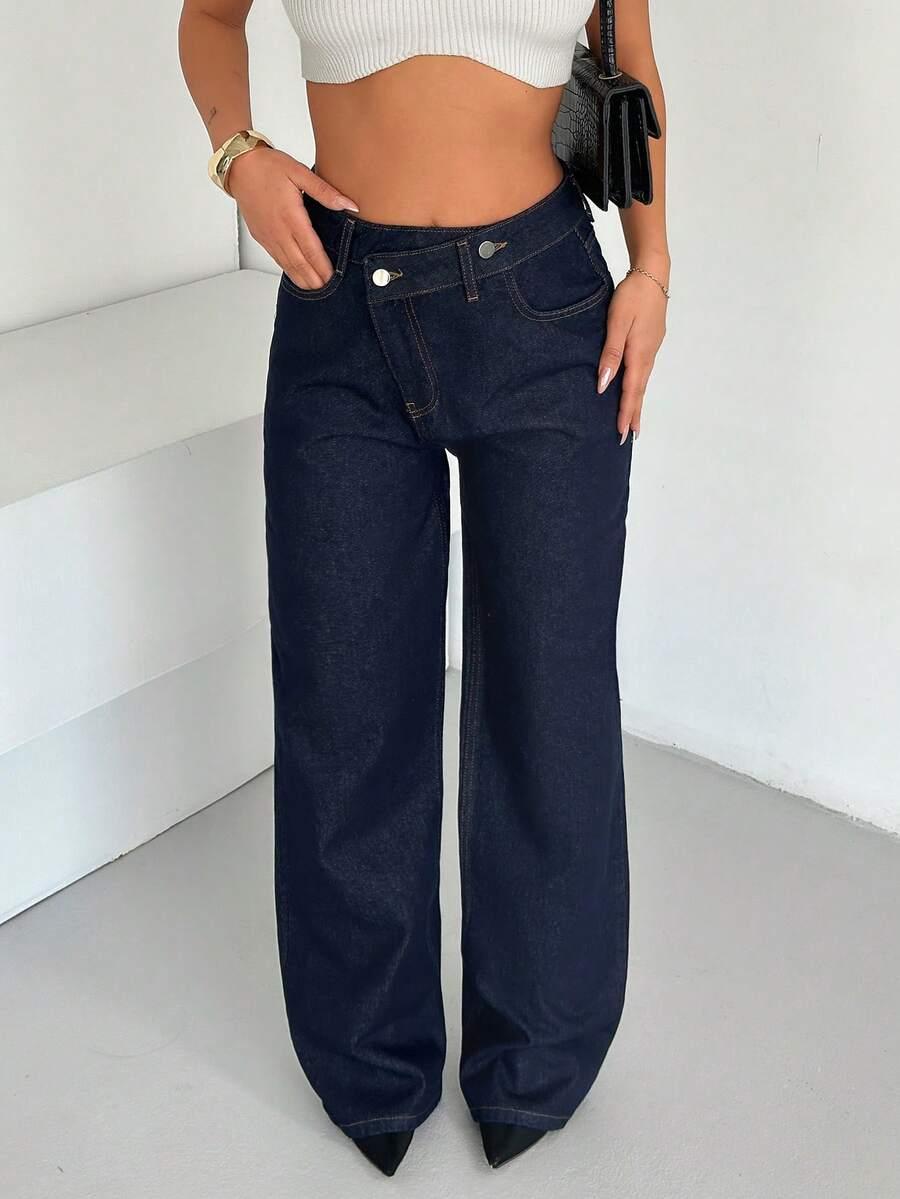 GRANATOWE SPODNIE JEANS