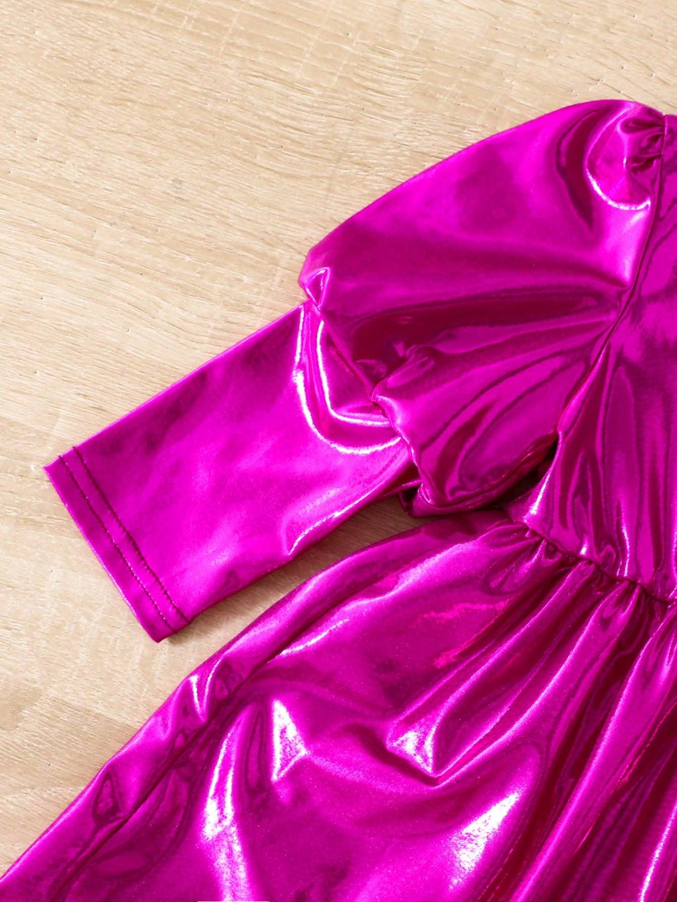 różowa metaliczna asymetryczna sukienka