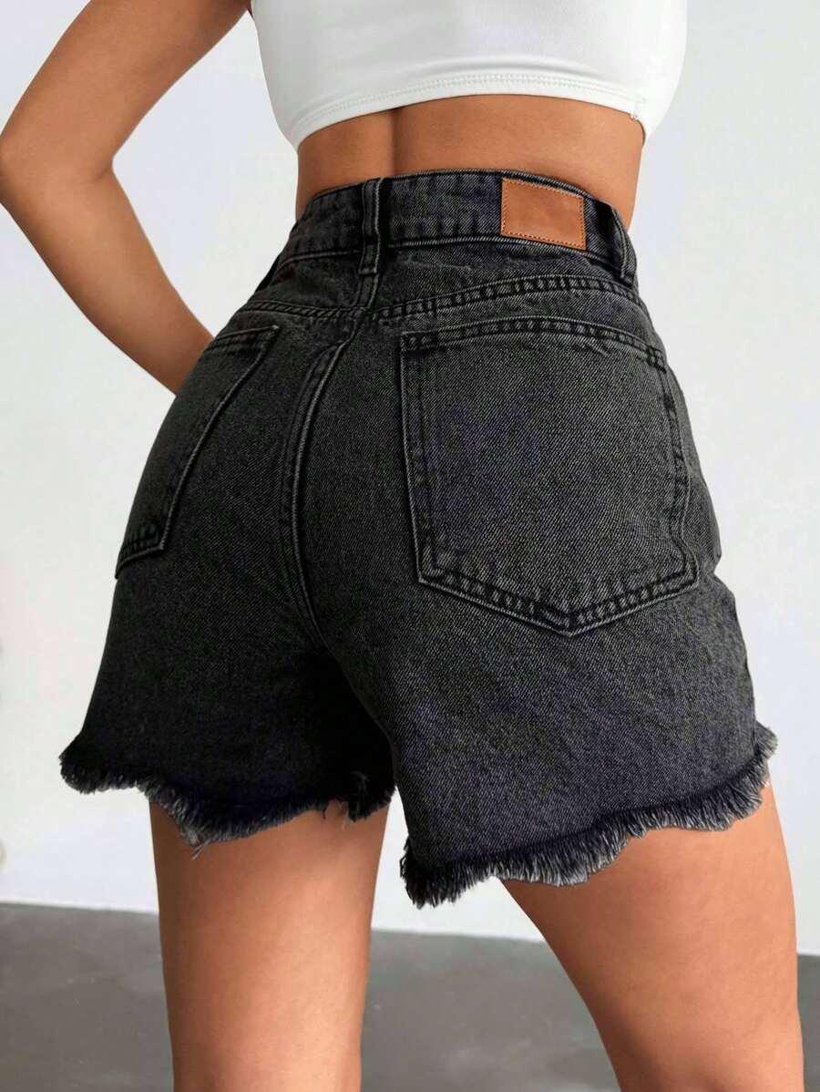 CZARNE SPODENKI JEANS