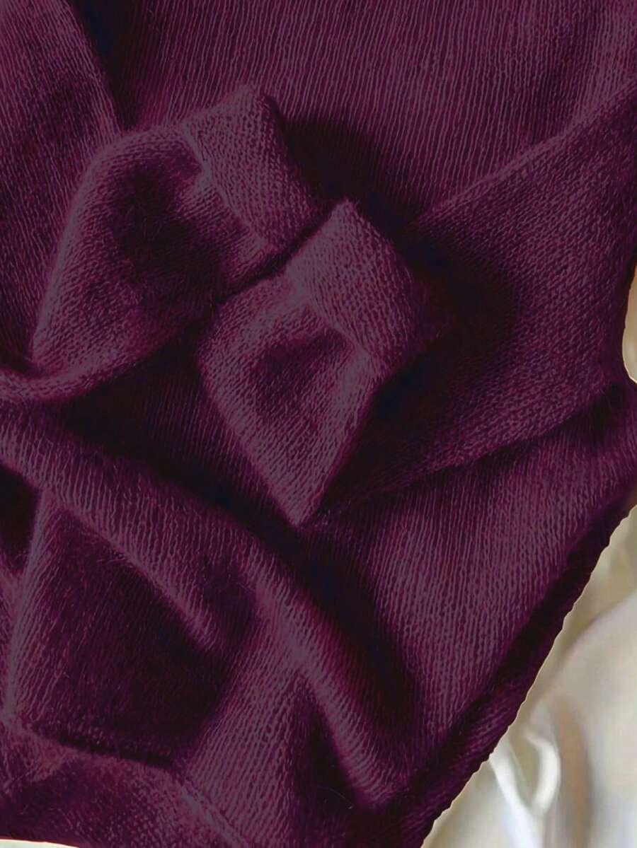 burgundowy sweter okrągły dekolt