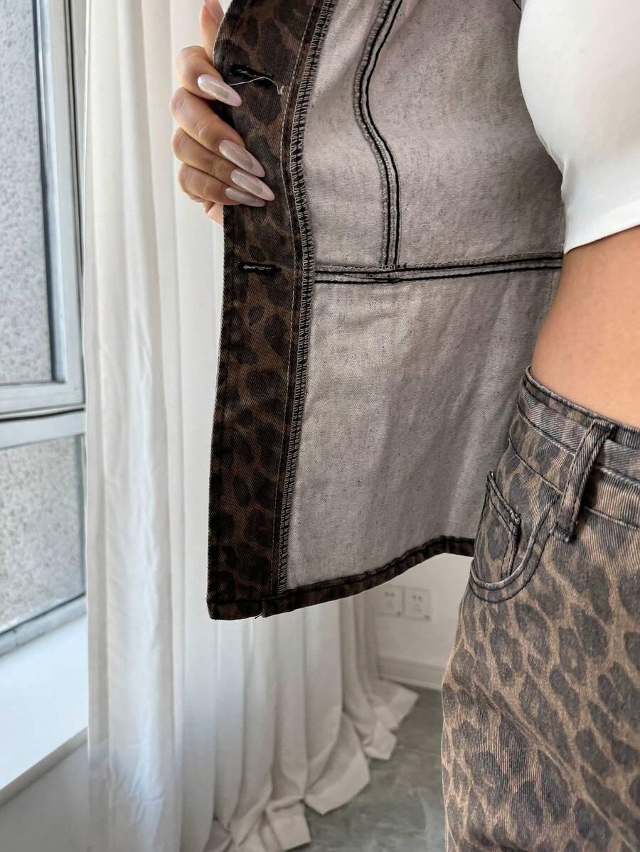 kamizelka jeans animal print