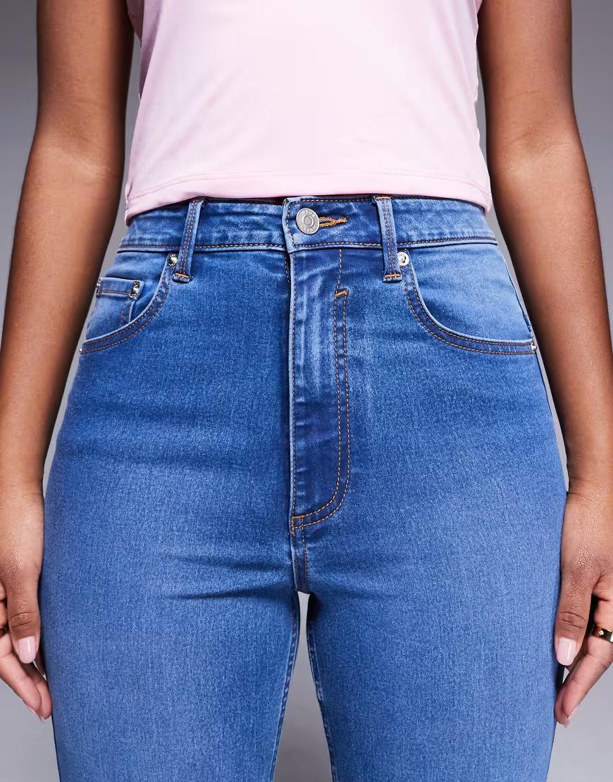 NIEBIESKIE SPODNIE JEANS DZWONY WYSOKI STAN