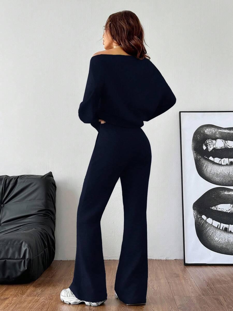 GRANATOWY KOMPLET DRESOWY BLUZA SPODNIE