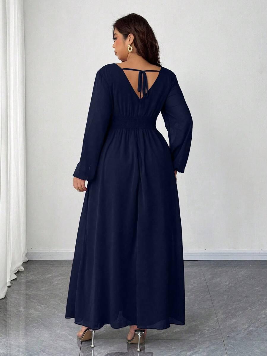 GRANATOWY KOMBINEZON V-NECK