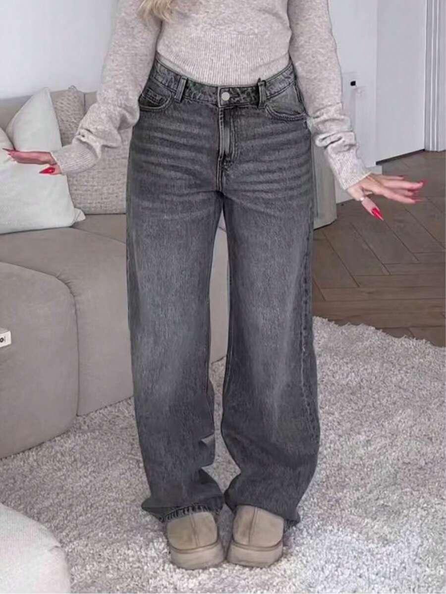 SZARE SPODNIE JEANS 