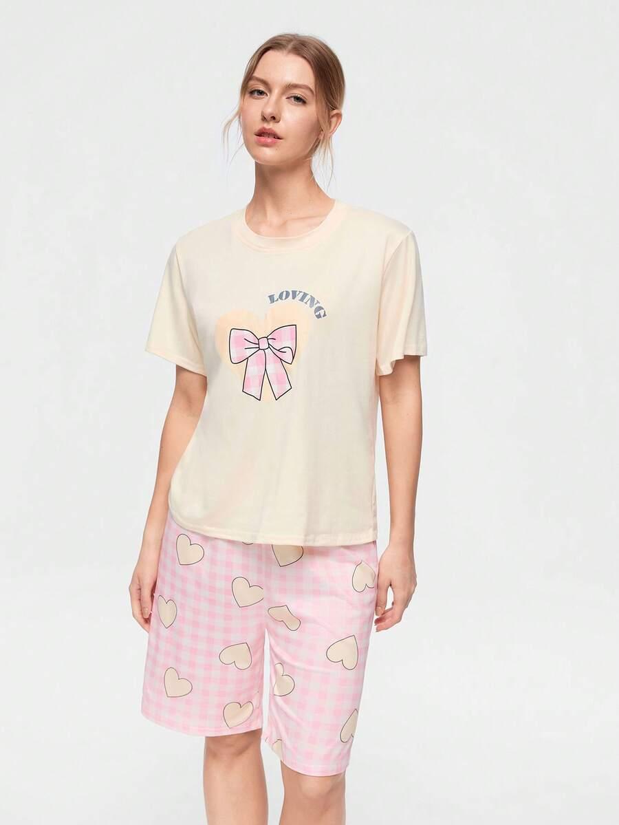 piżama komplet t-shirt spodenki nadruk