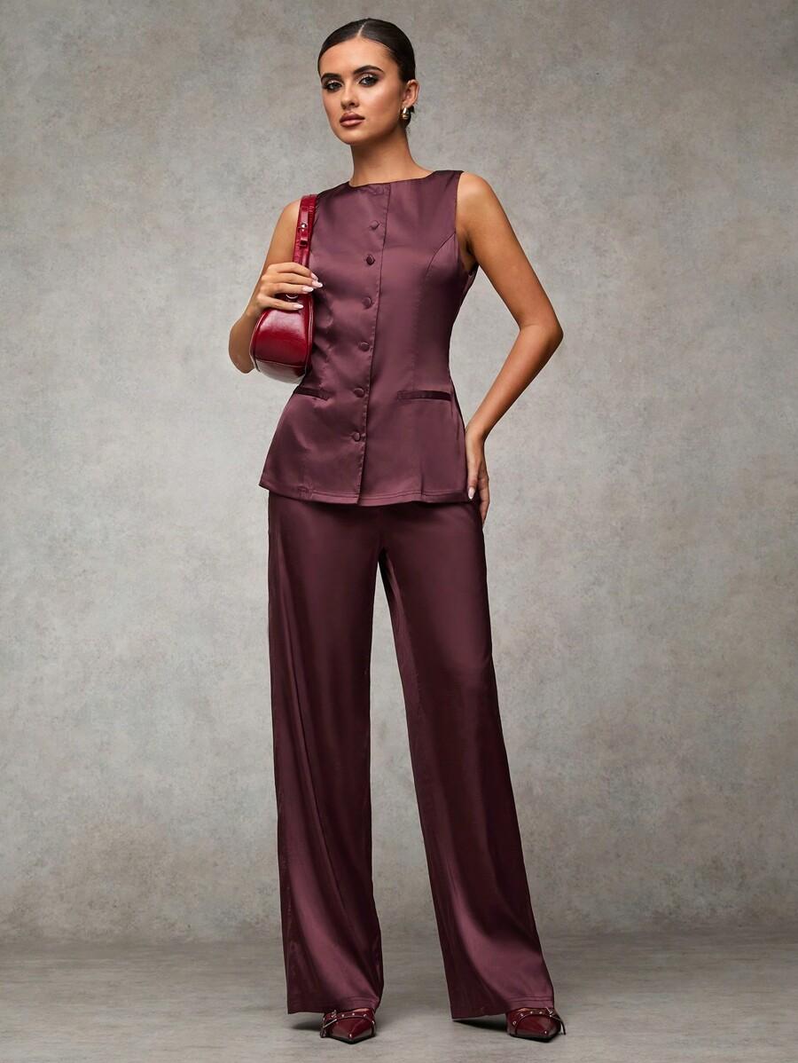 SATYNOWY ELEGANCKI KOMPLET DAMSKI