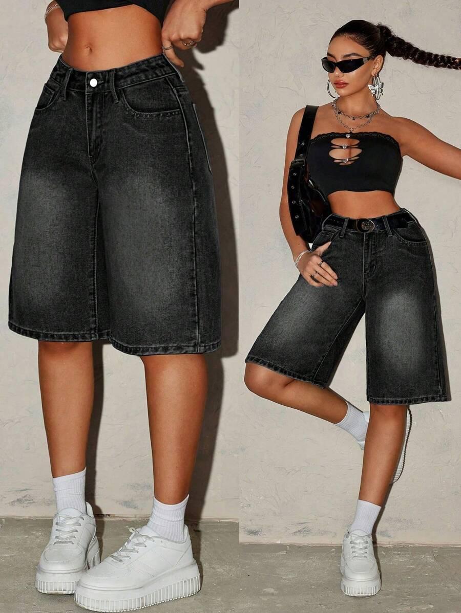 CZARNE BERMUDY JEANS