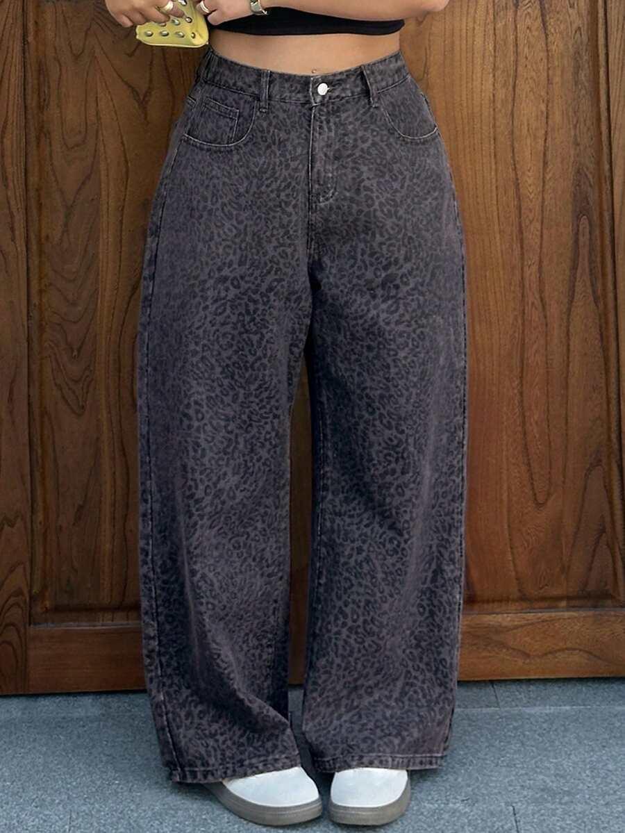 spodnie jeans print