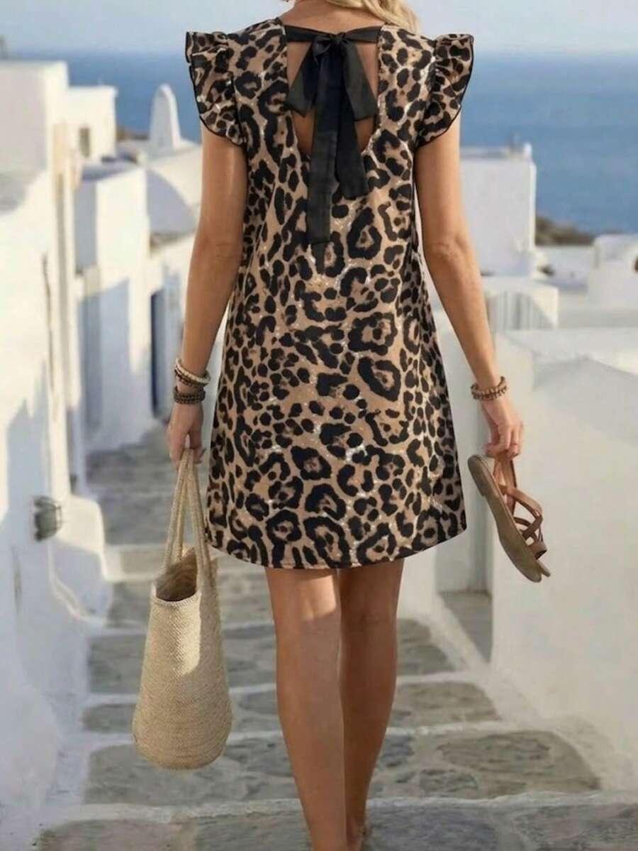 sukienka krótki rękaw animal print