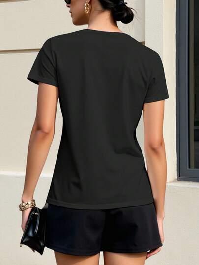 CZARNA BLUZKA V-NECK