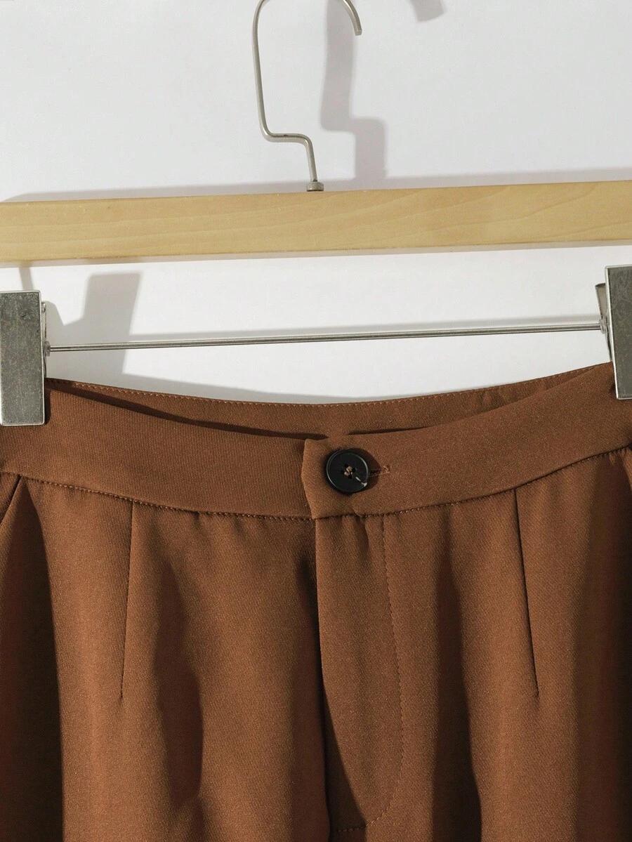 brązowy komplet sweter spodnie 