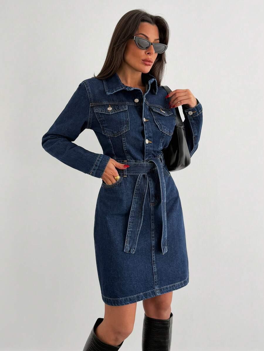 MINI SUKIENKA JEANS DŁUGI RĘKAW