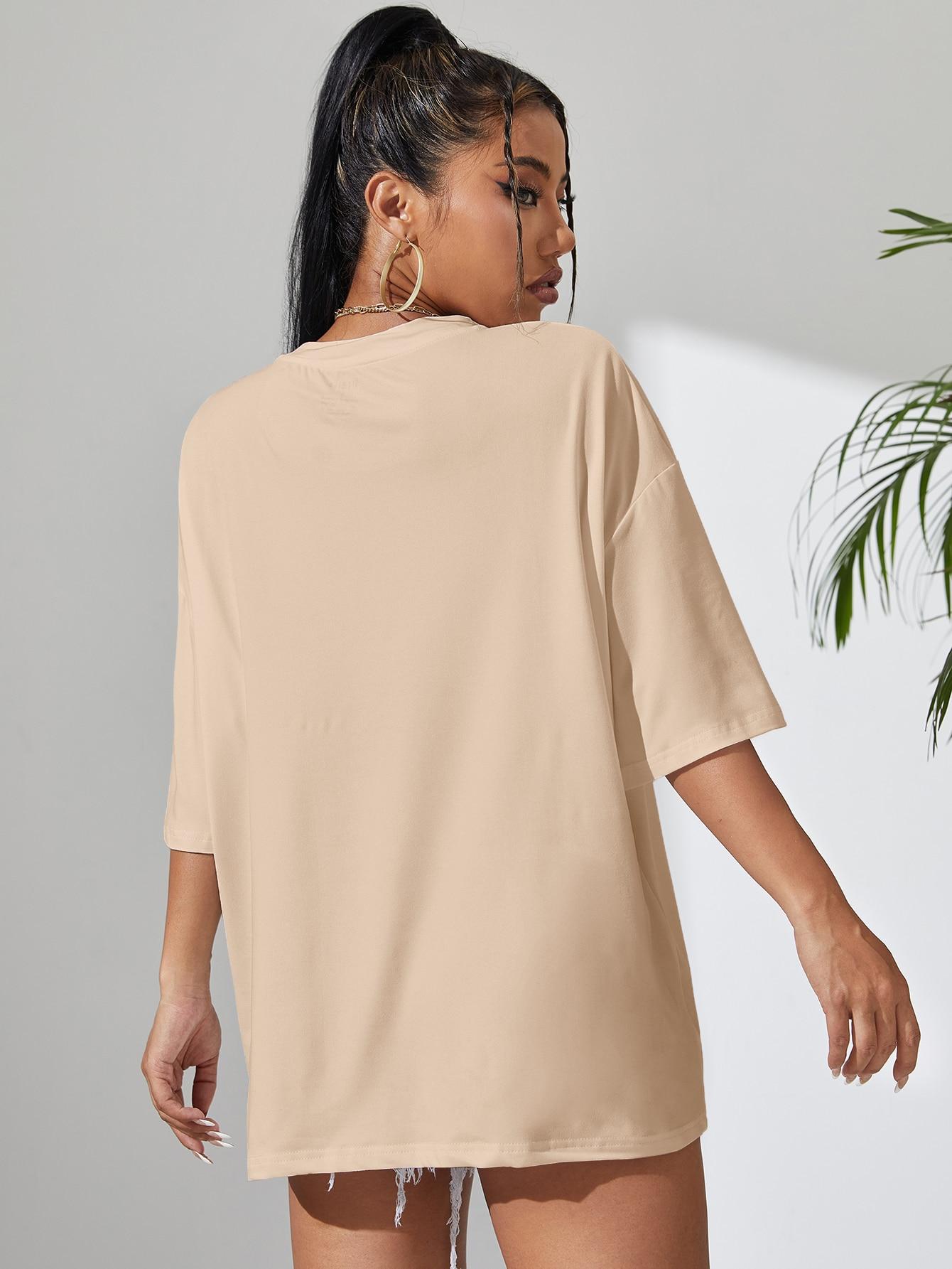 beżowy t-shirt print