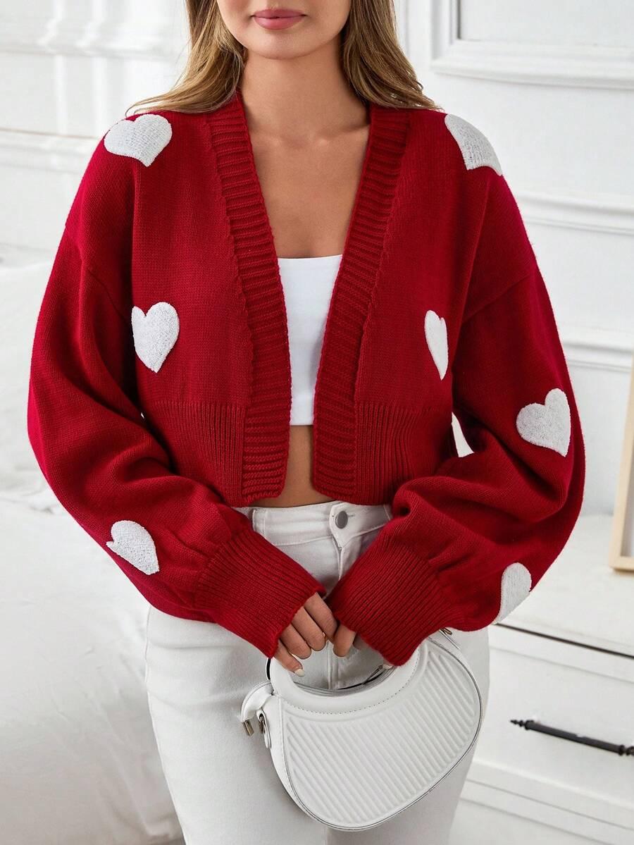 CZERWONY SWETER NARZUTKA SERCA