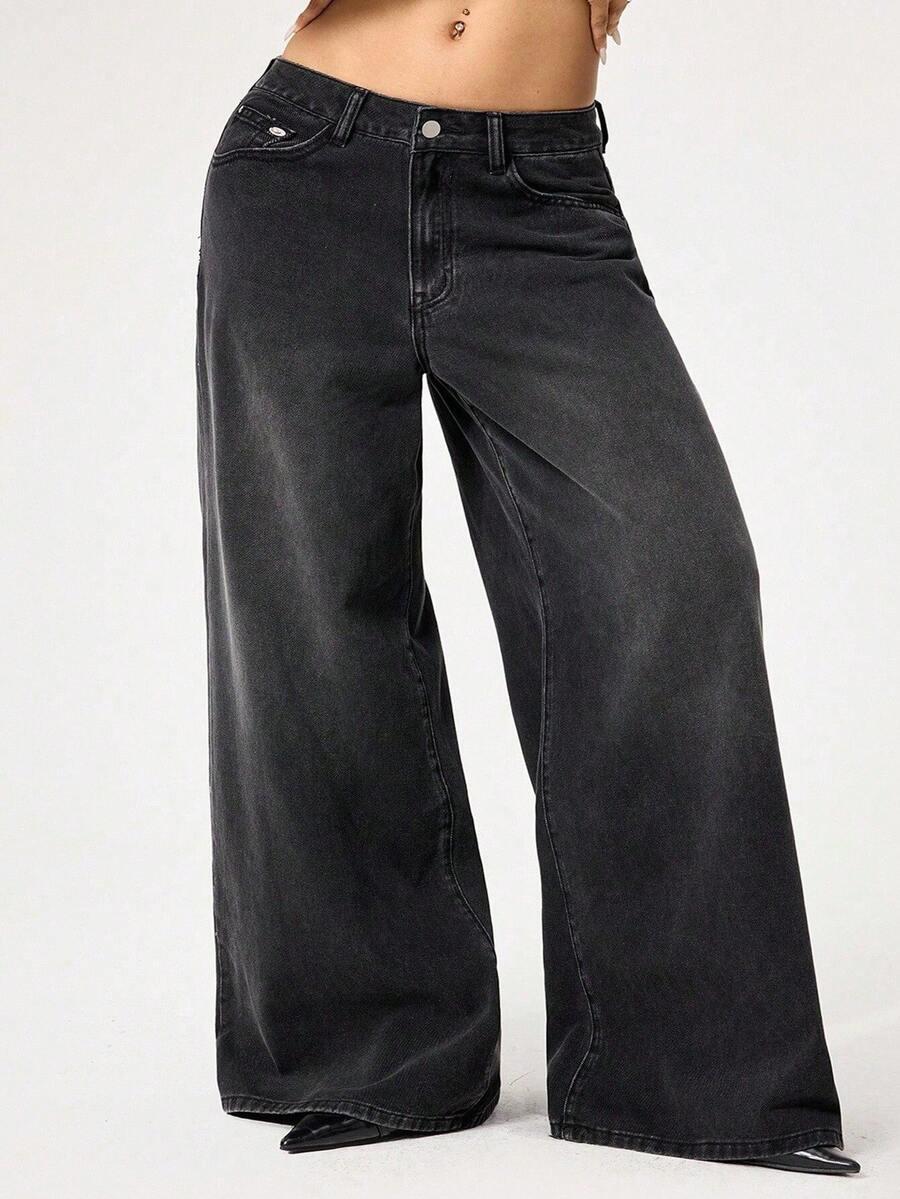 CZARNE SPODNIE JEANS