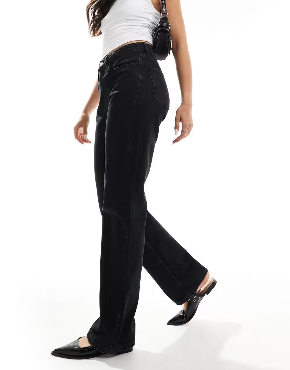 KLASYCZNE CZARNE SPODNIE JEANS WYSOKI STAN