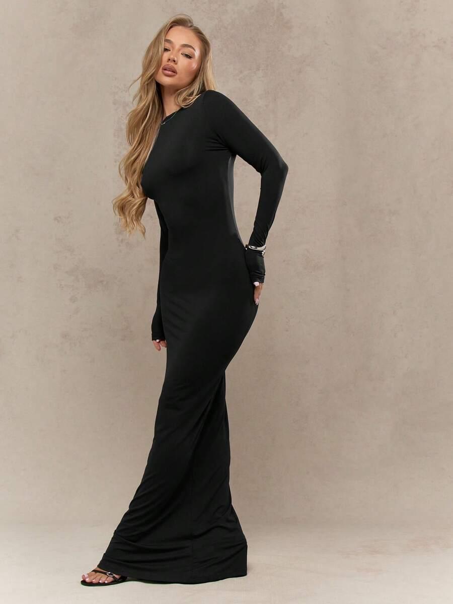 CZARNA MAXI SUKIENKA