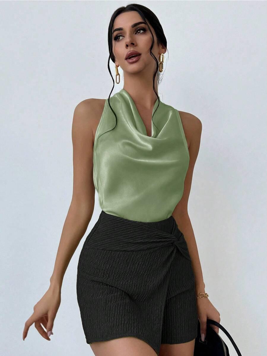 ZIELONY SATYNOWY TOP