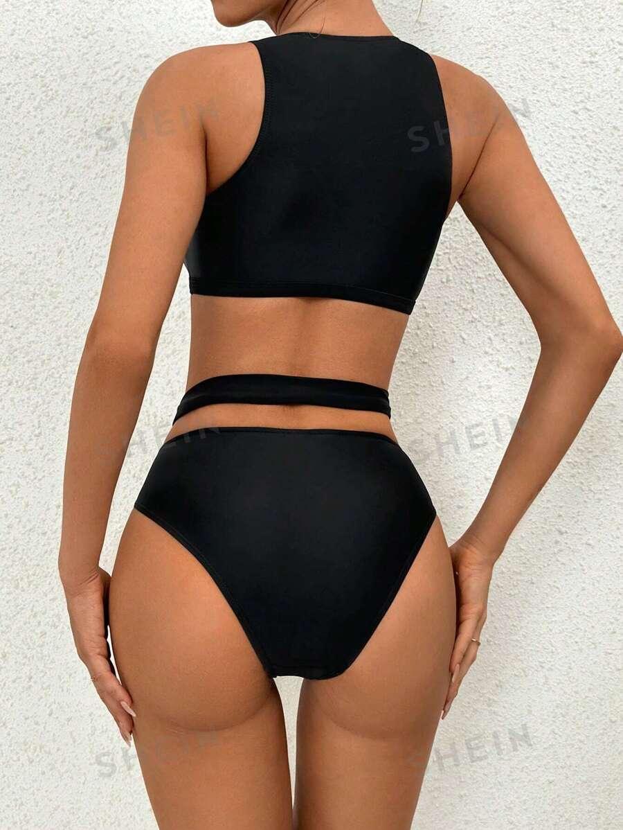 CZARNY KOMPLET BIKINI WYCIĘCIA