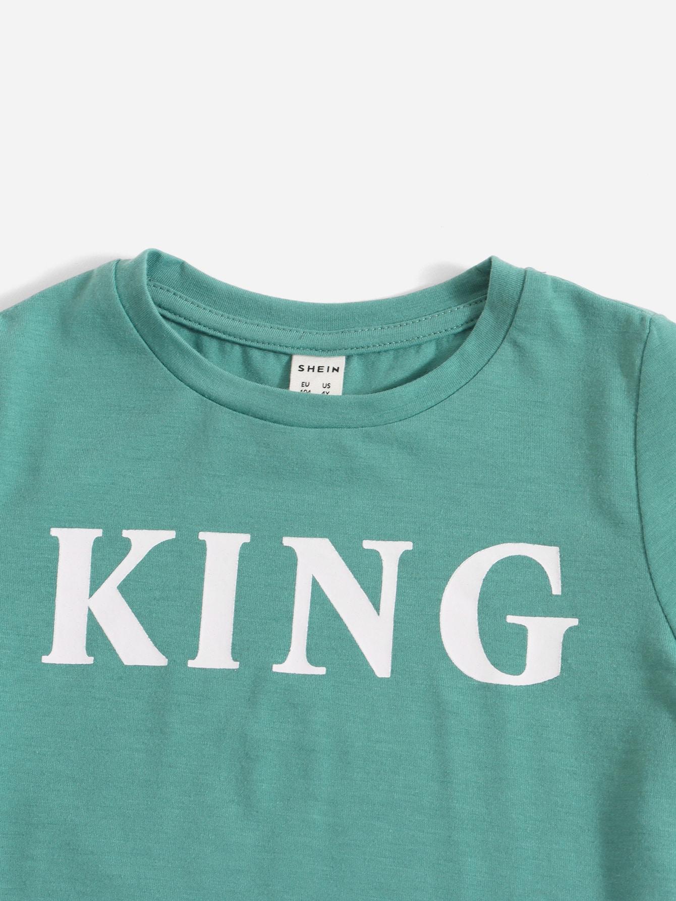 t-shirt napis king długie spodnie komplet