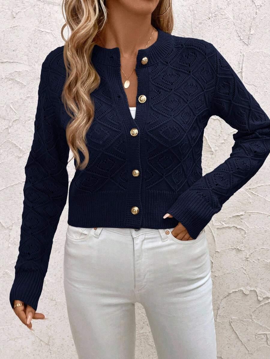 GRANATOWY SWETER GUZIKI