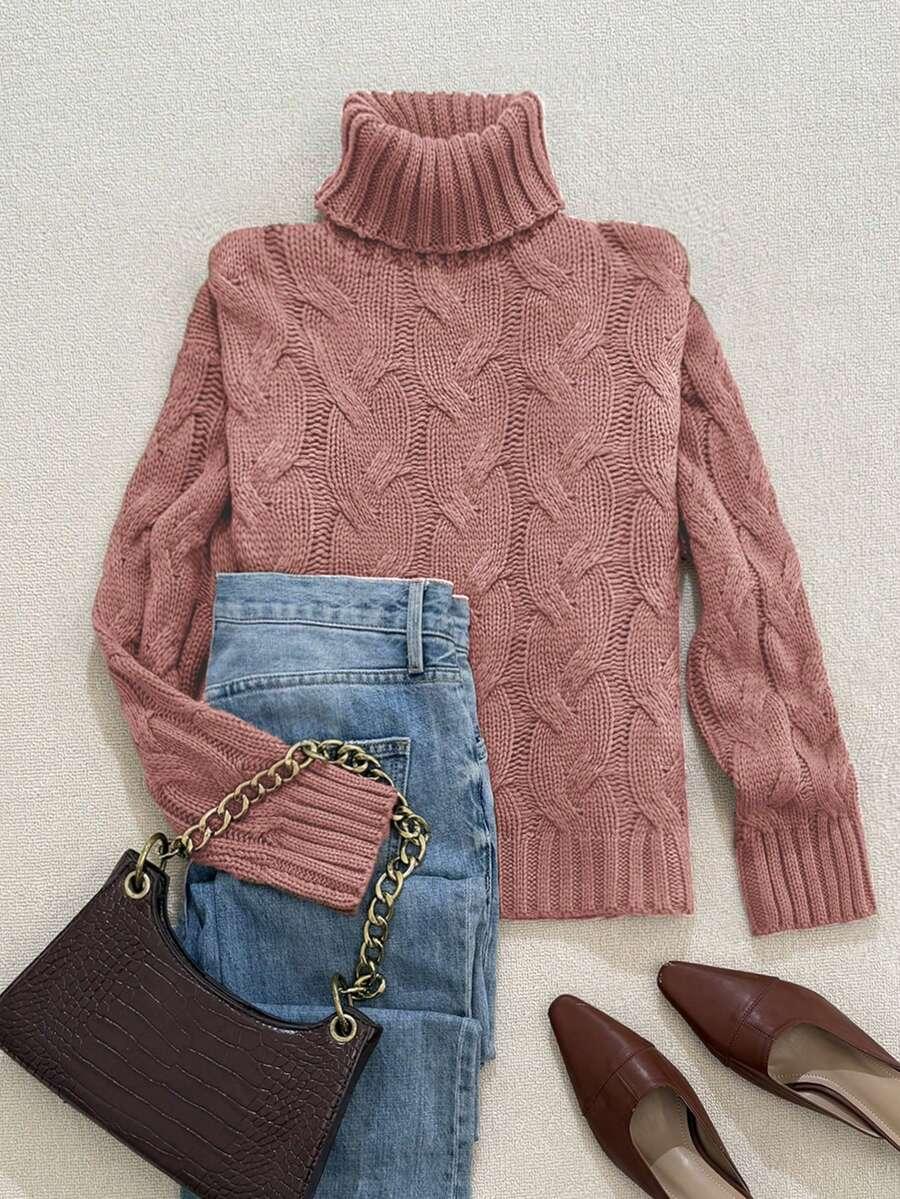Różowy sweter golf
