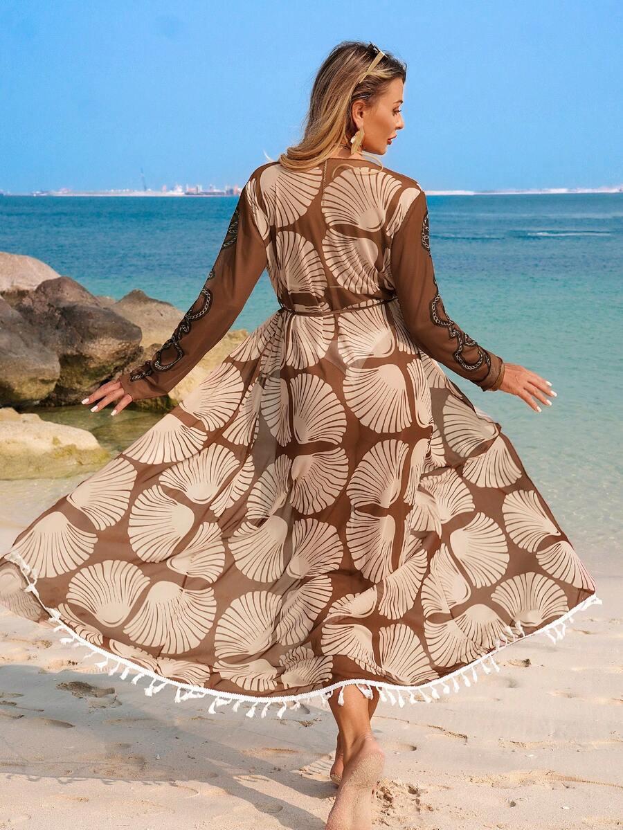 kimono długi rękaw print 