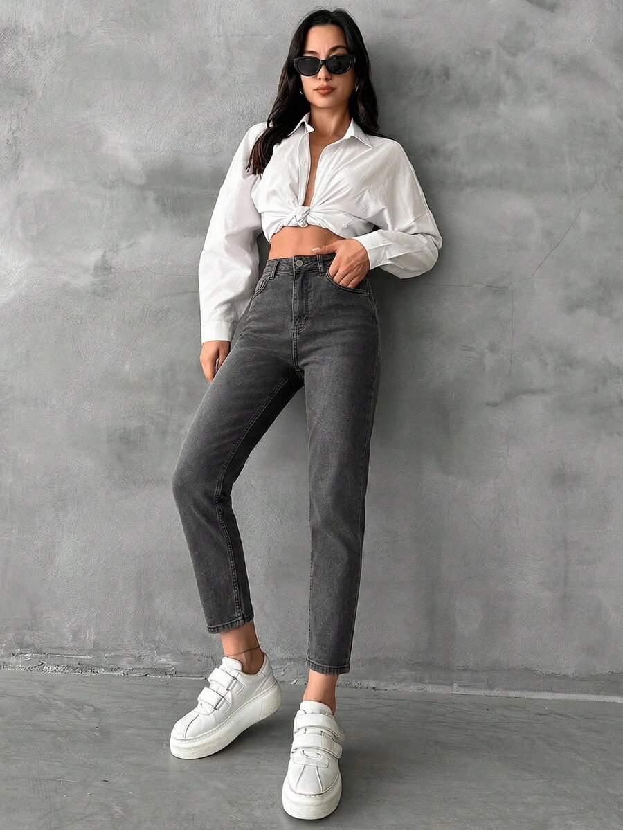 szare spodnie jeans
