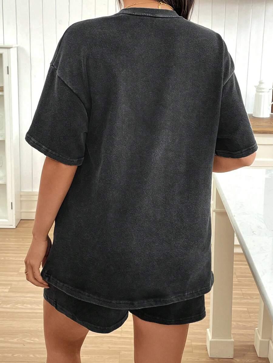 SZARY ciążowy KOMPLET T-SHIRT SPODENKI