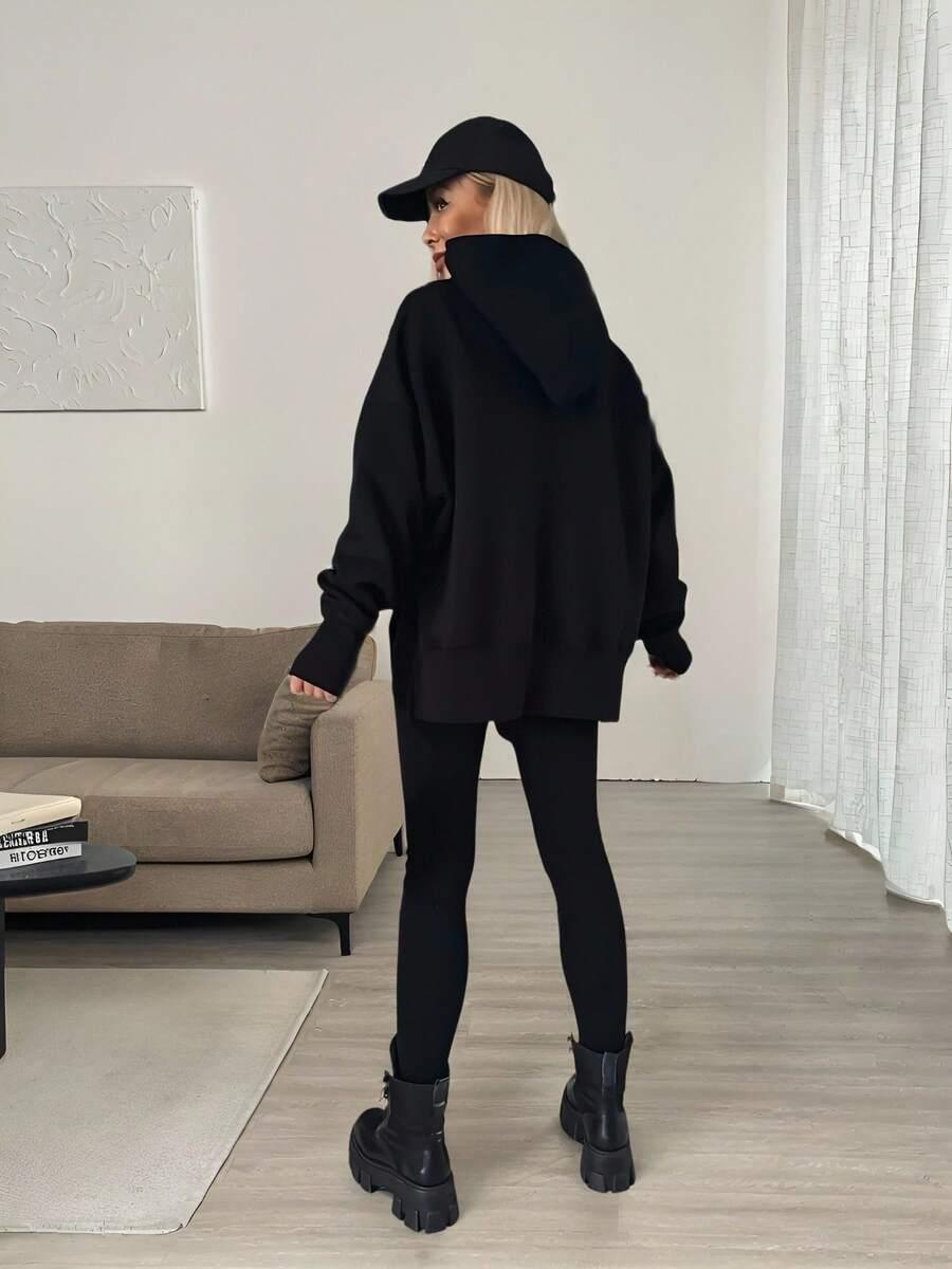 czarna bluza legginsy komplet 