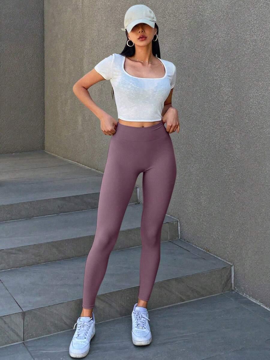FIOLETOWE LEGGINSY WYSOKI STAN