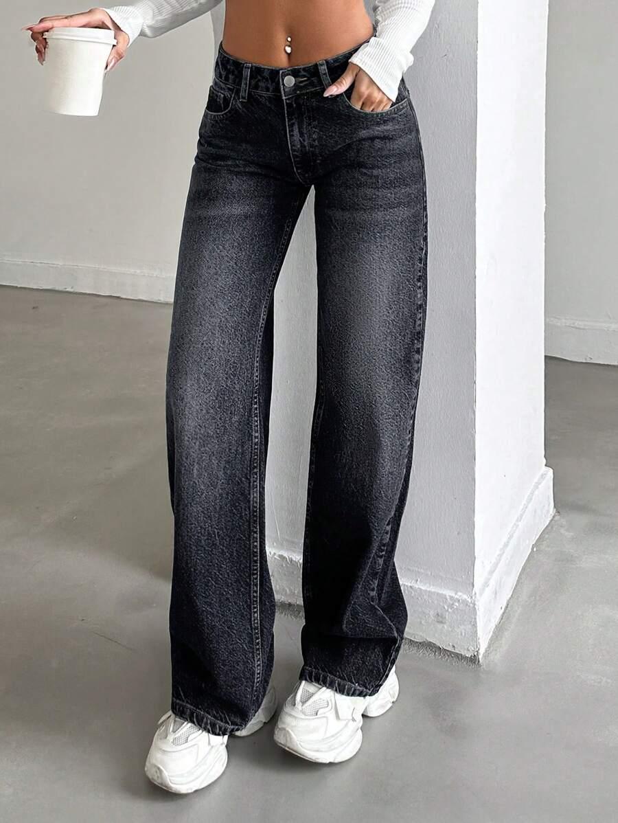 CZARNE SPODNIE JEANS 