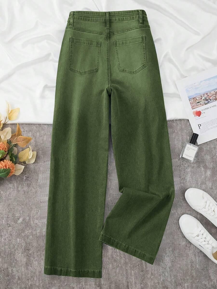 zielone spodnie jeans