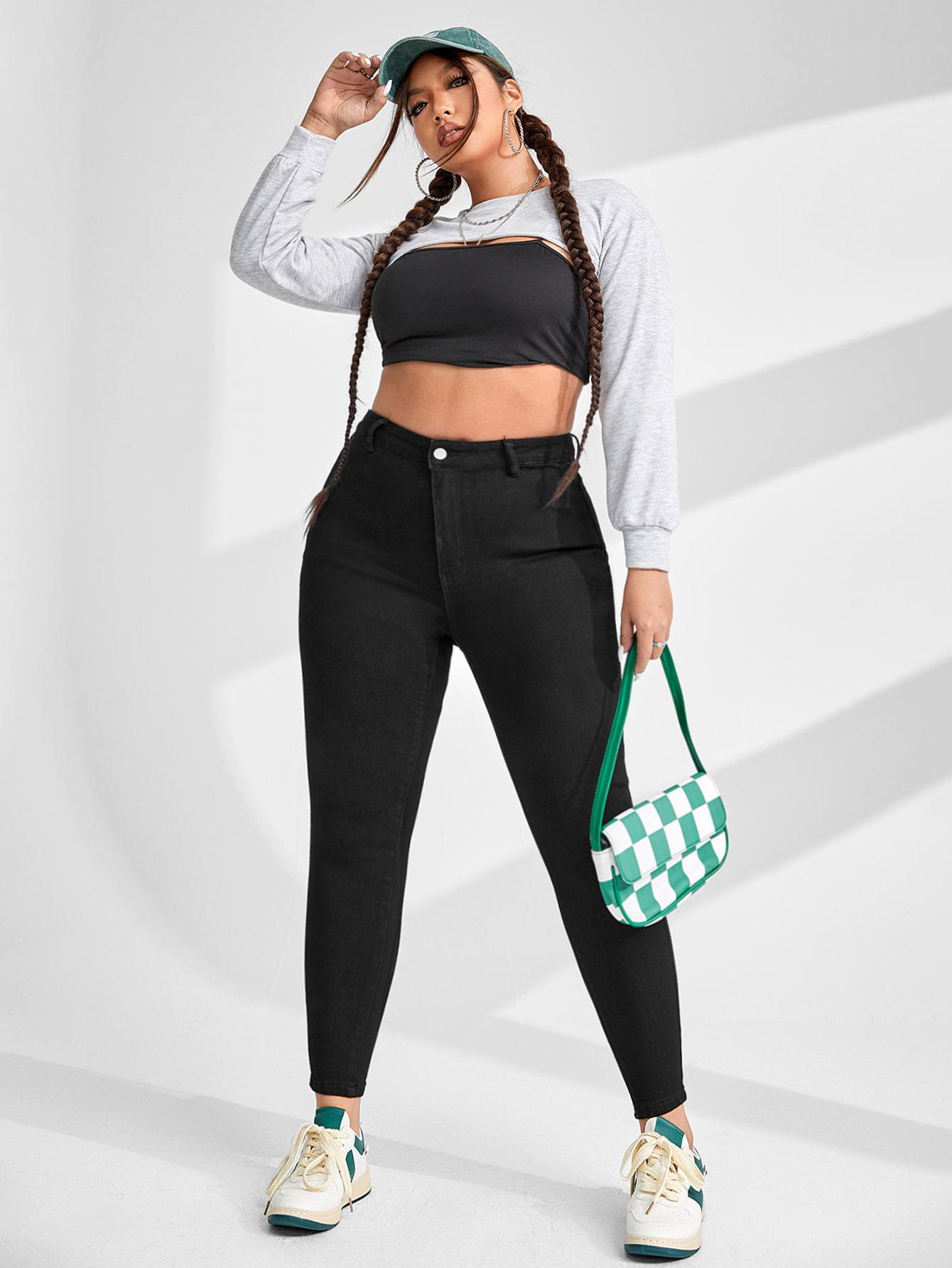CZARNE SPODNIE JEANS 