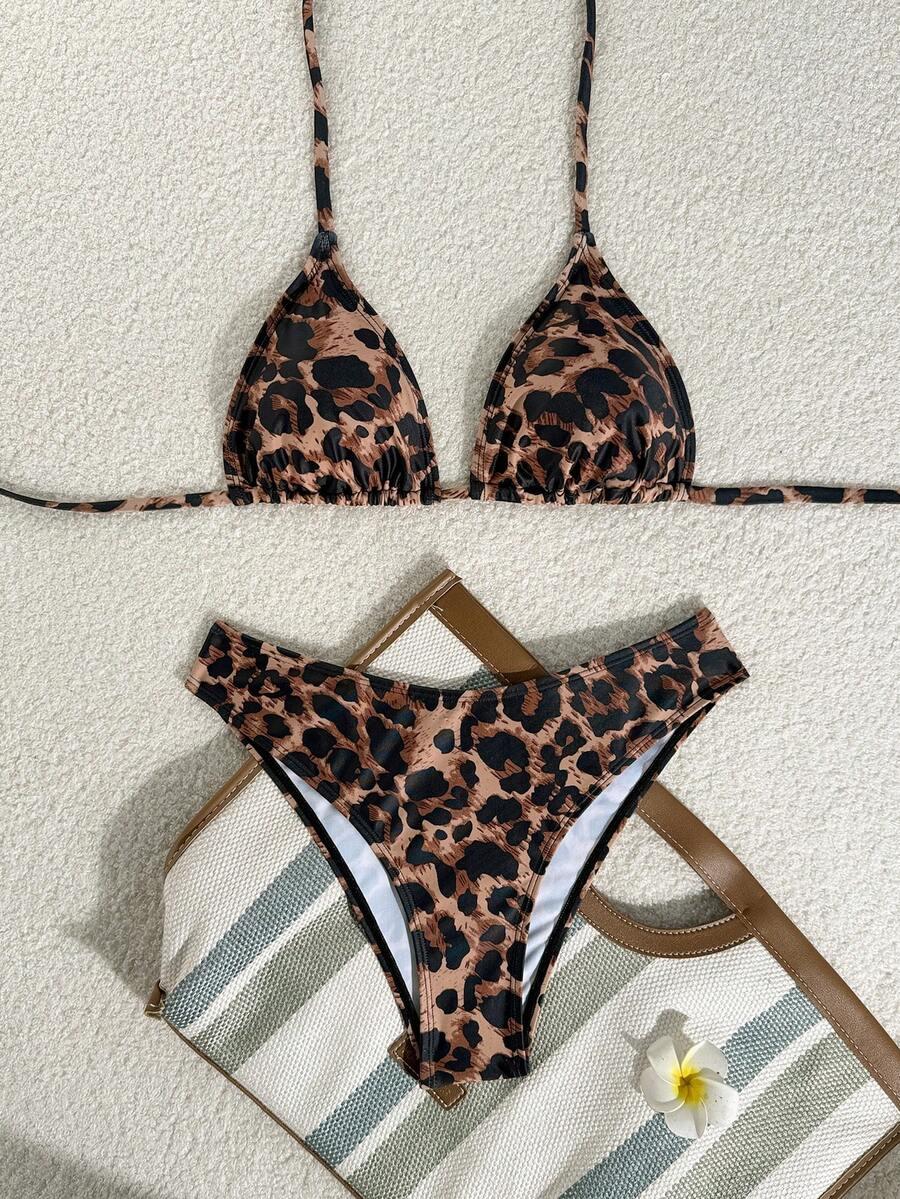 dwuczęściowy strój kąpielowy animal print