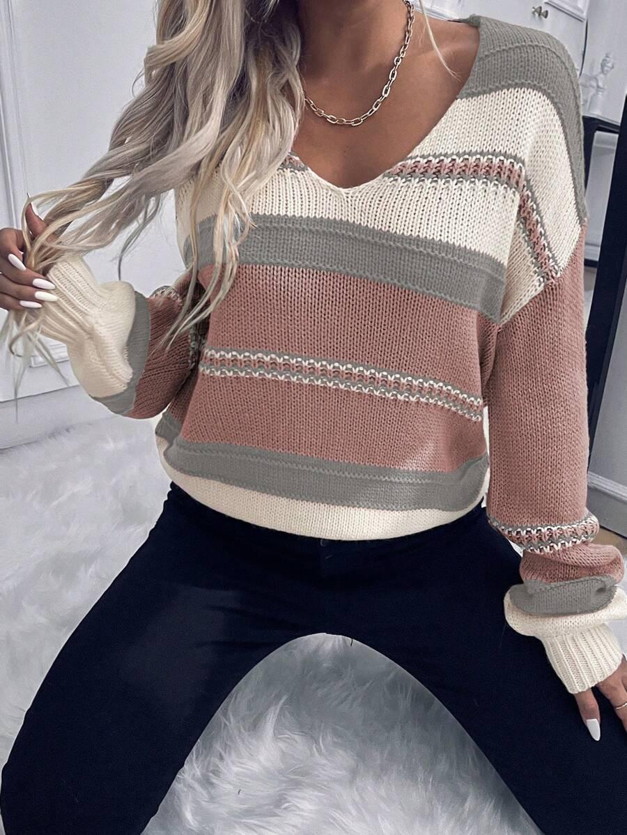 SWETER V-NECK DŁUGI RĘKAW