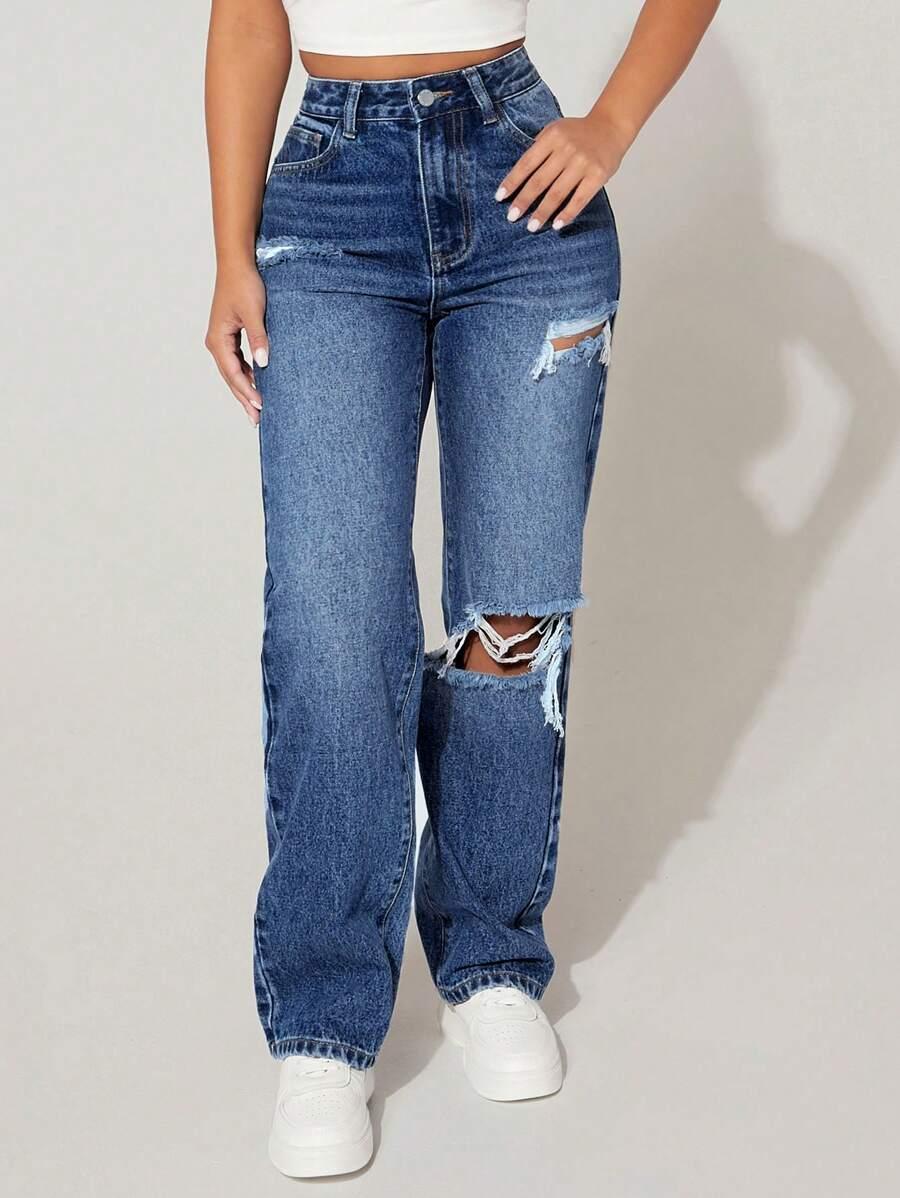 niebieskie spodnie jeans