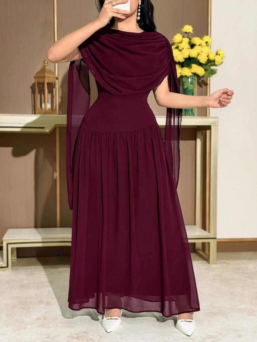 bordowa sukienka maxi