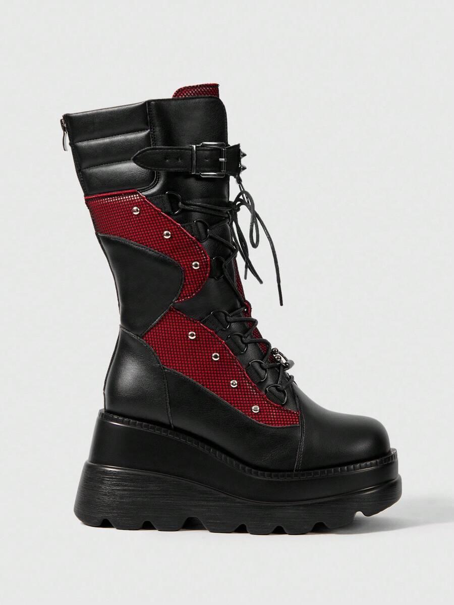 BUTY NA PLATFORMIE Z KLAMRAMI