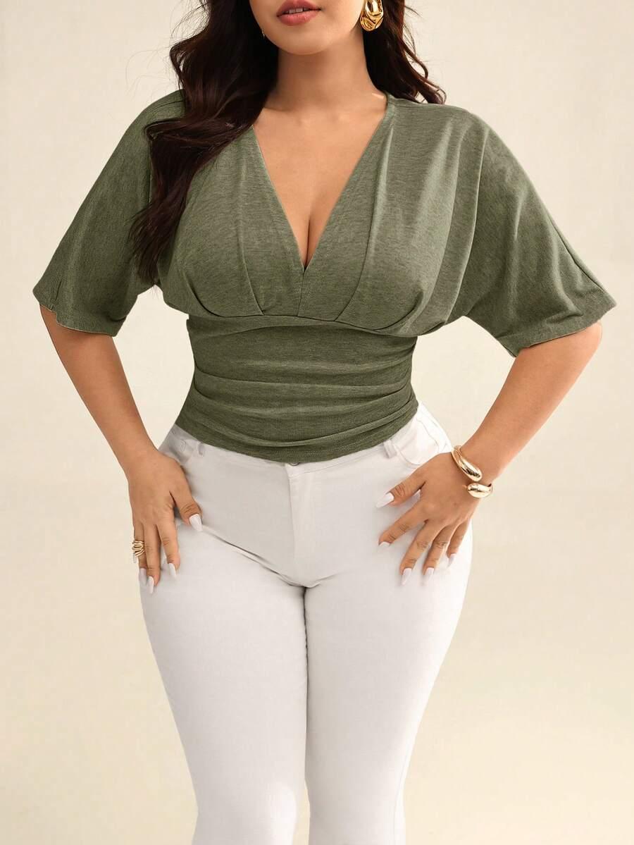 zielona bluzka v-neck